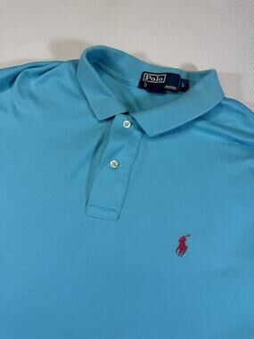 Polo Ralph Lauren Men's Custom Fit Pima Stretch Mesh Polo Shirt Aqua Size L
